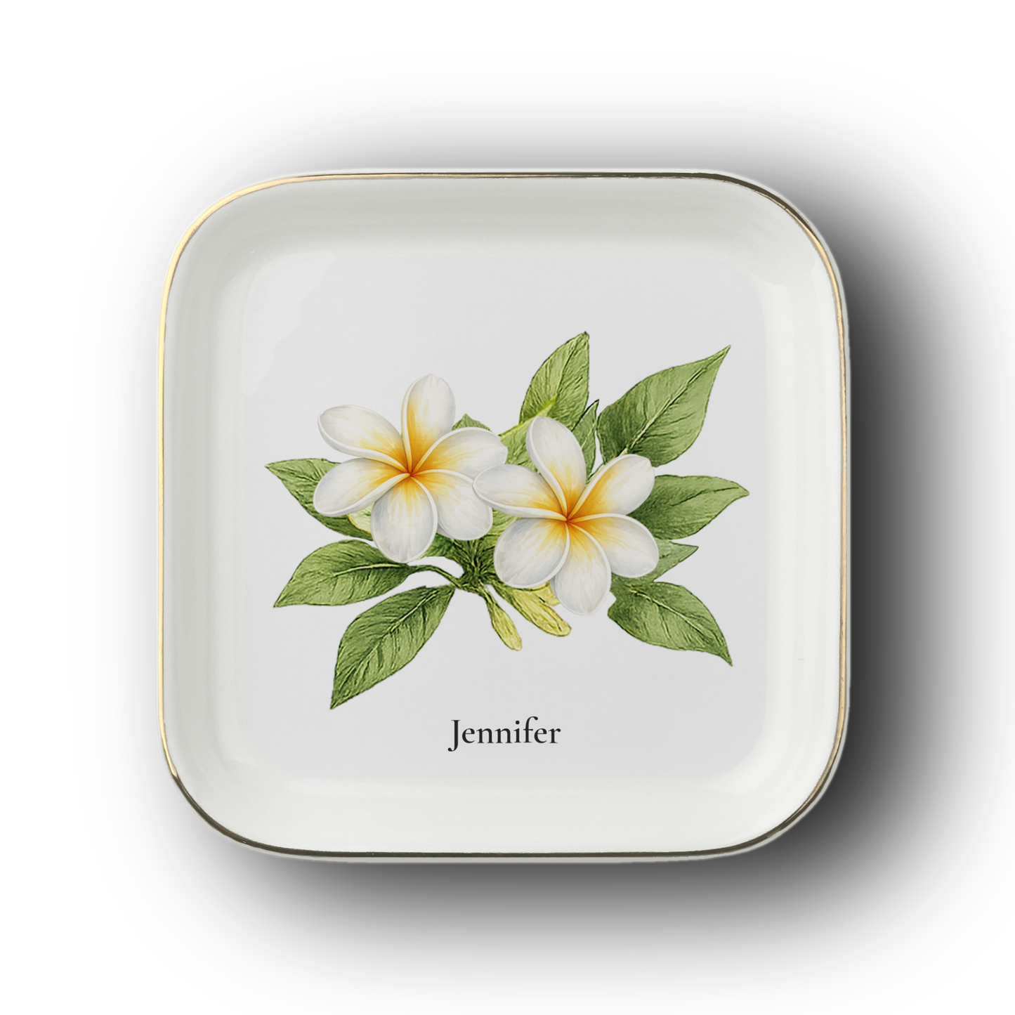 Personalized Hawaiian Flower Jewelry Dish