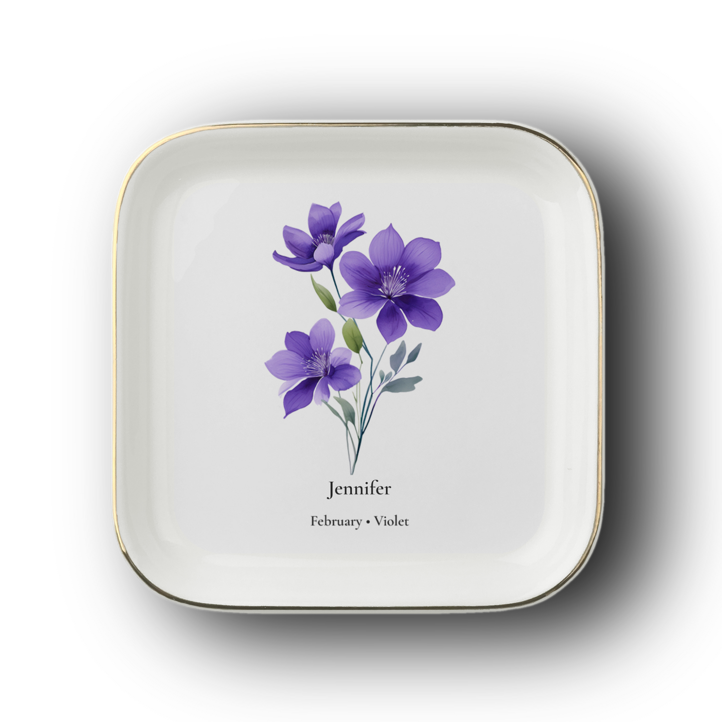 Personalized Birth Flower Jewelry Dish
