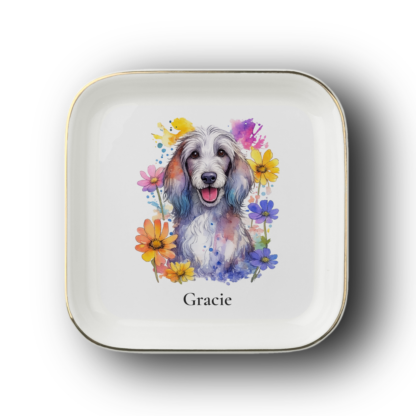 Personalized Watercolor Dog Jewelry Dish