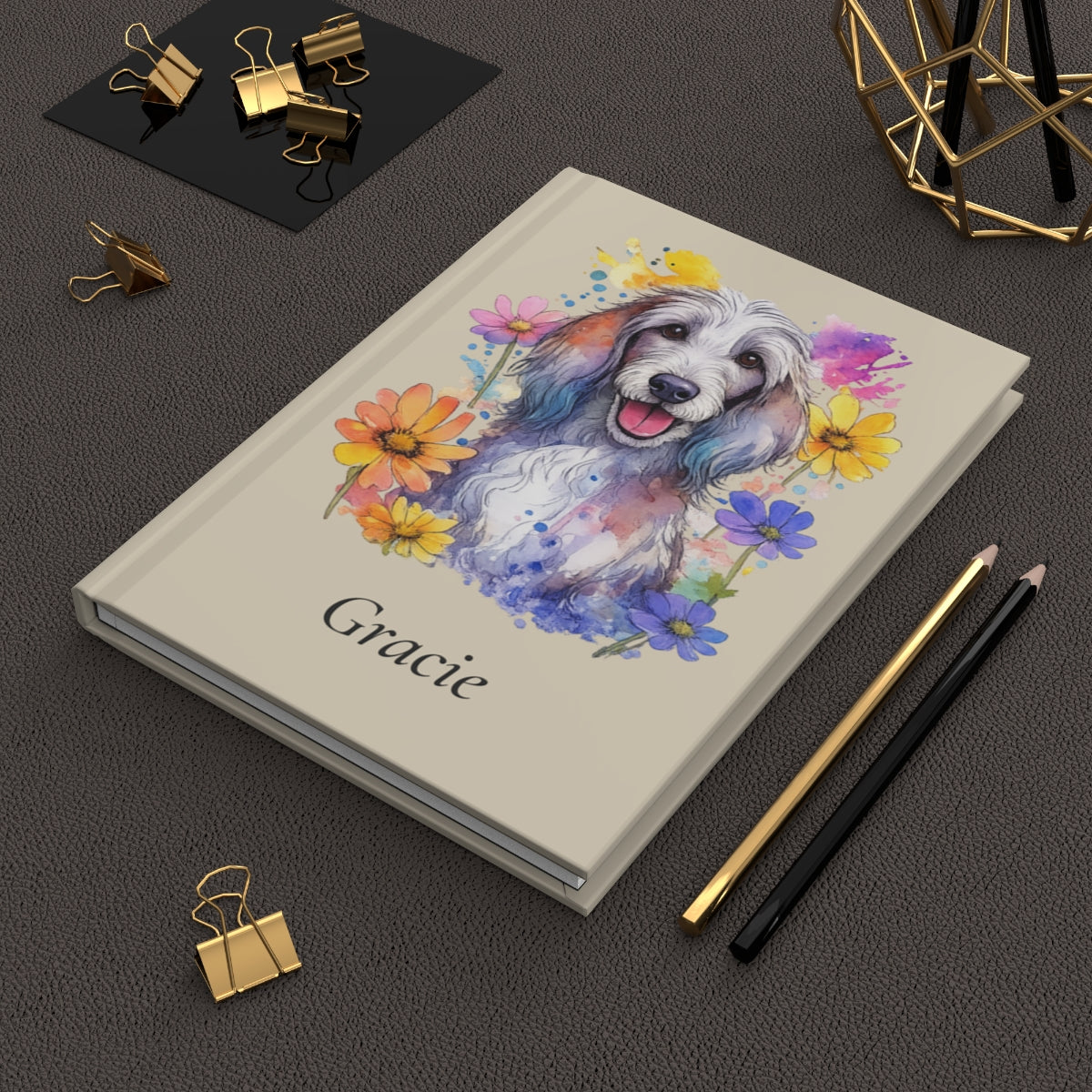 Personalized Dog Watercolor Hardcover Journal