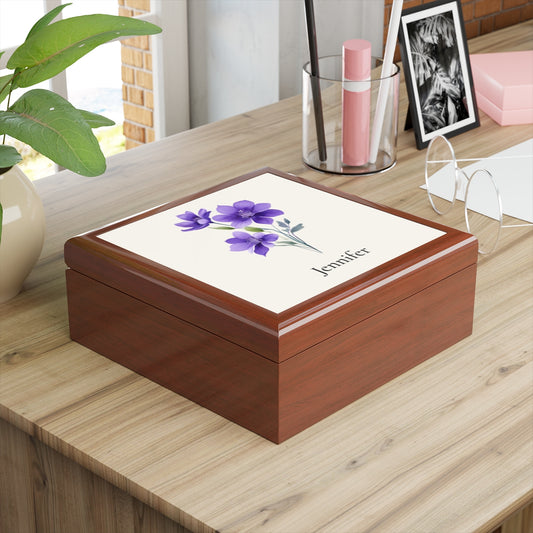 Personalized Birth Flower Jewelry Box