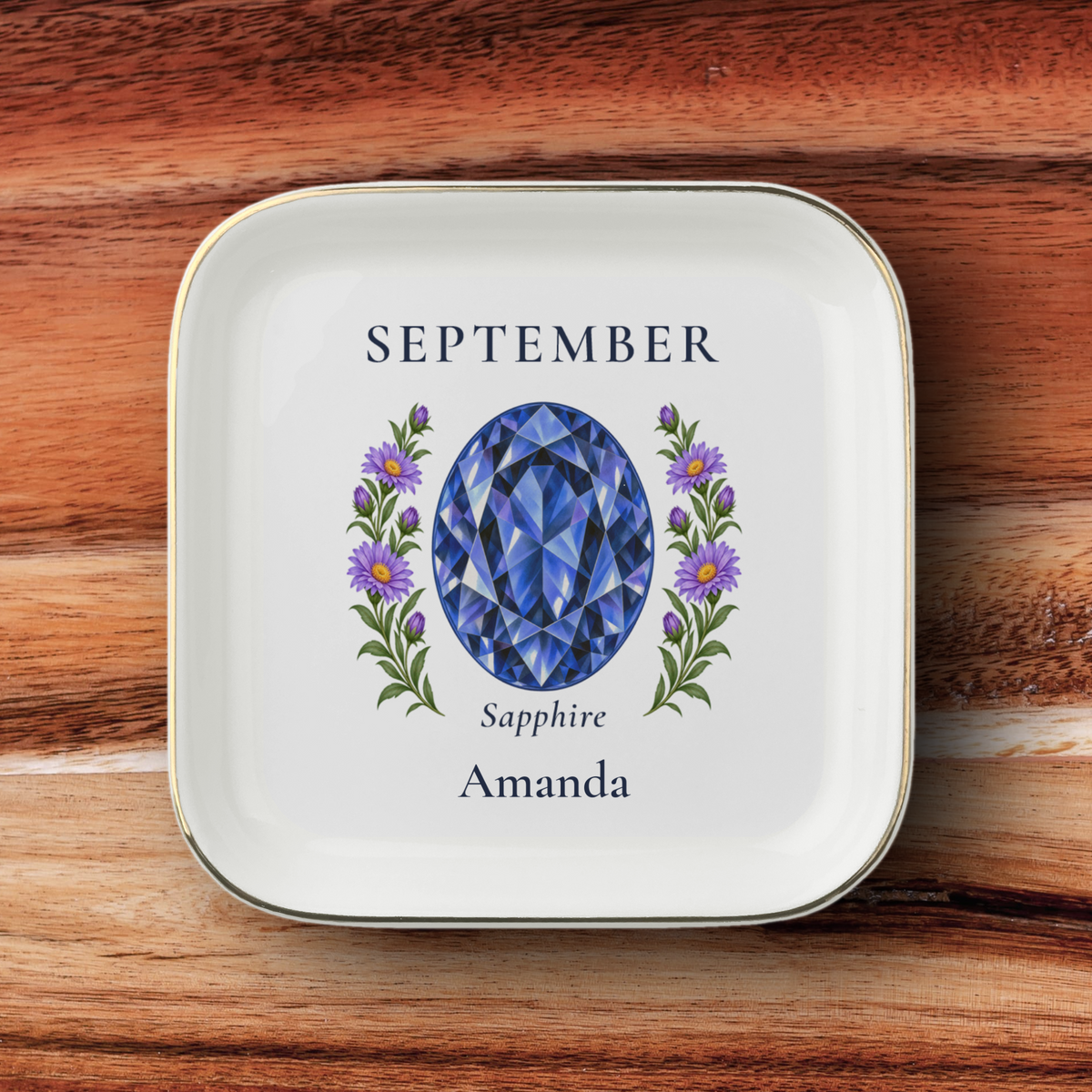 Personalized Birthstone & Birth Flower Jewelry Dish