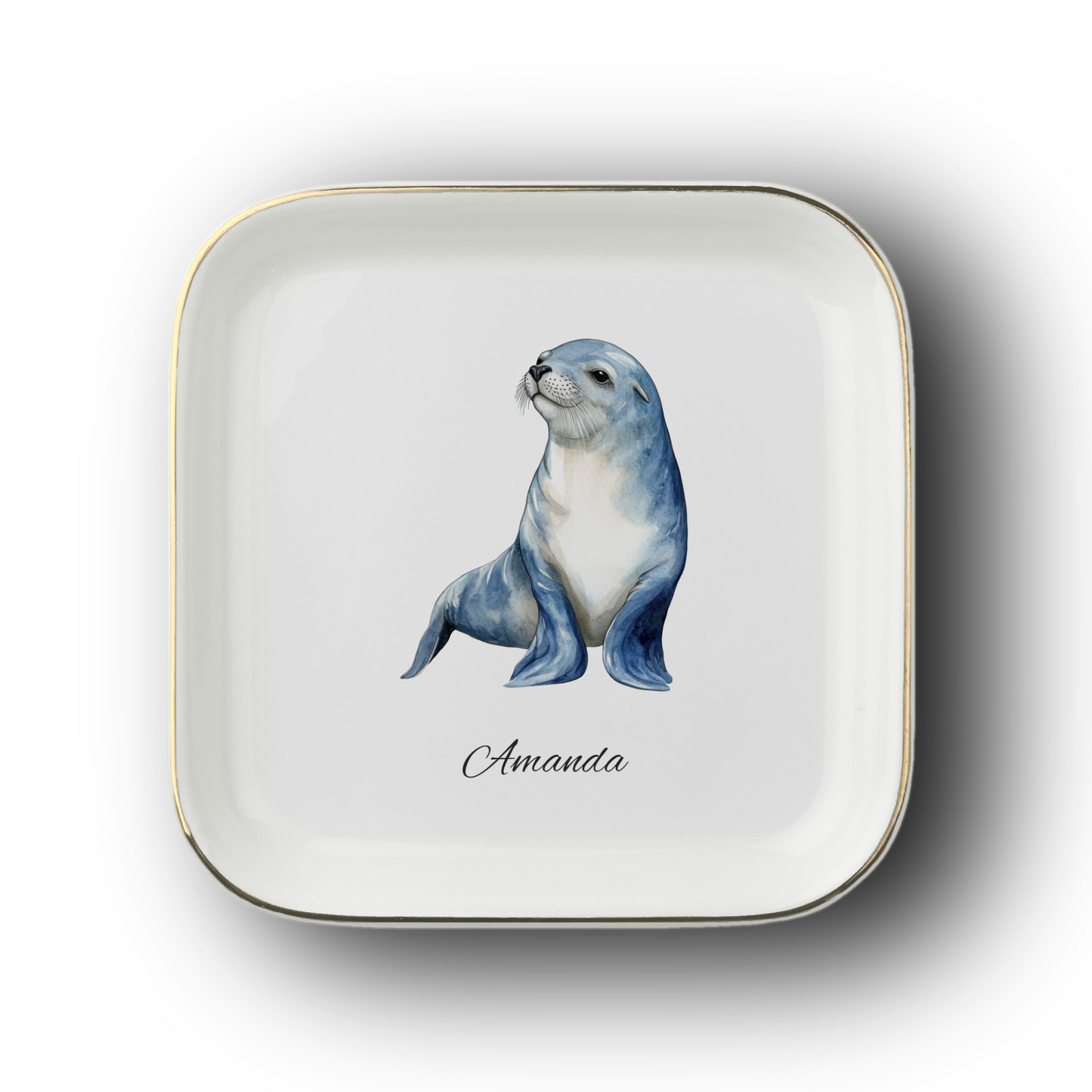Personalized Watercolor Sea Animal Jewelry Dish