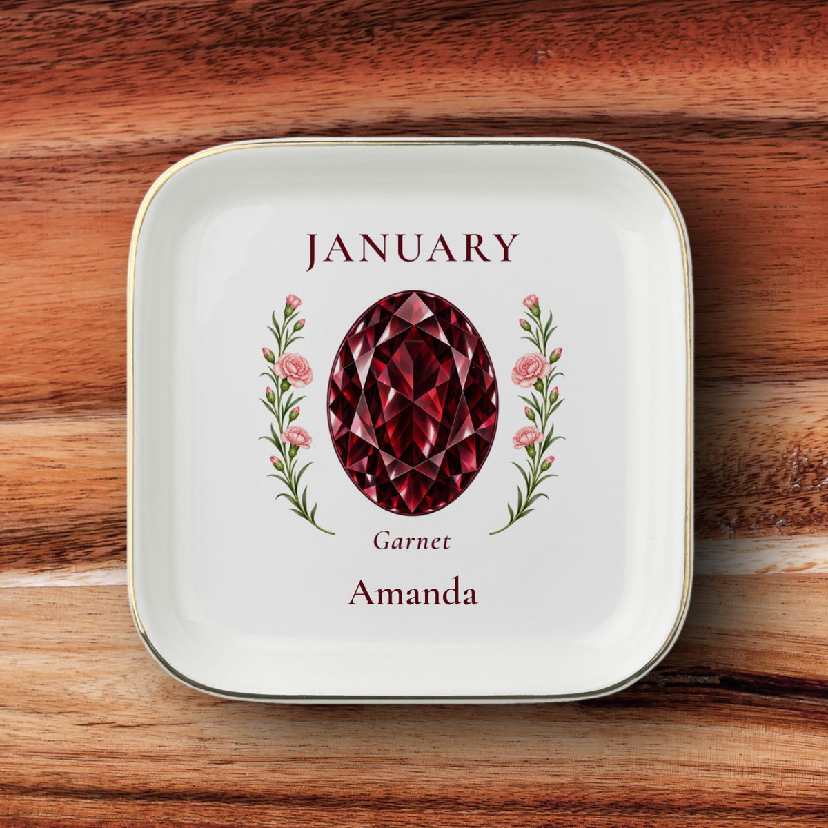 Personalized Birthstone & Birth Flower Jewelry Dish