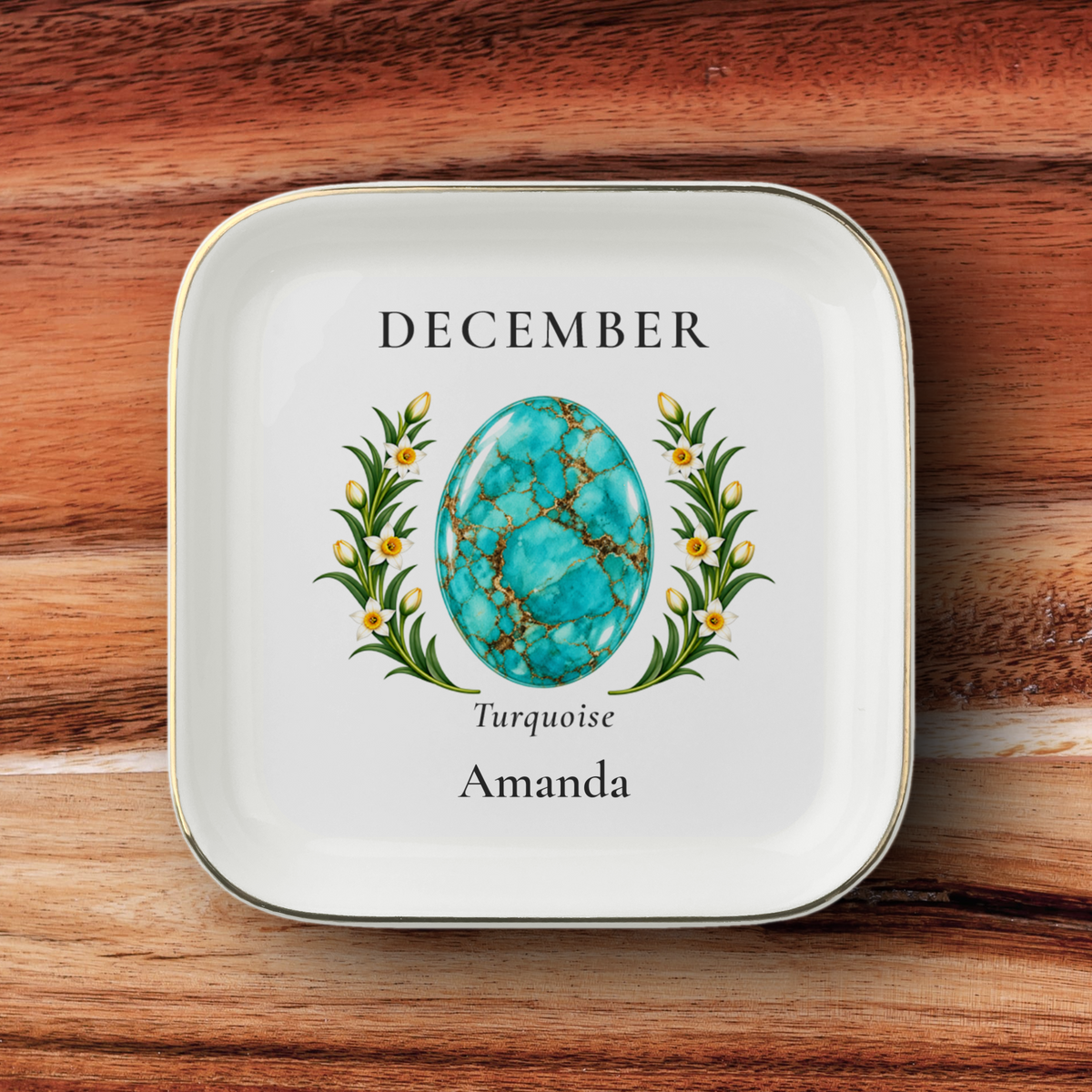 Personalized Birthstone & Birth Flower Jewelry Dish