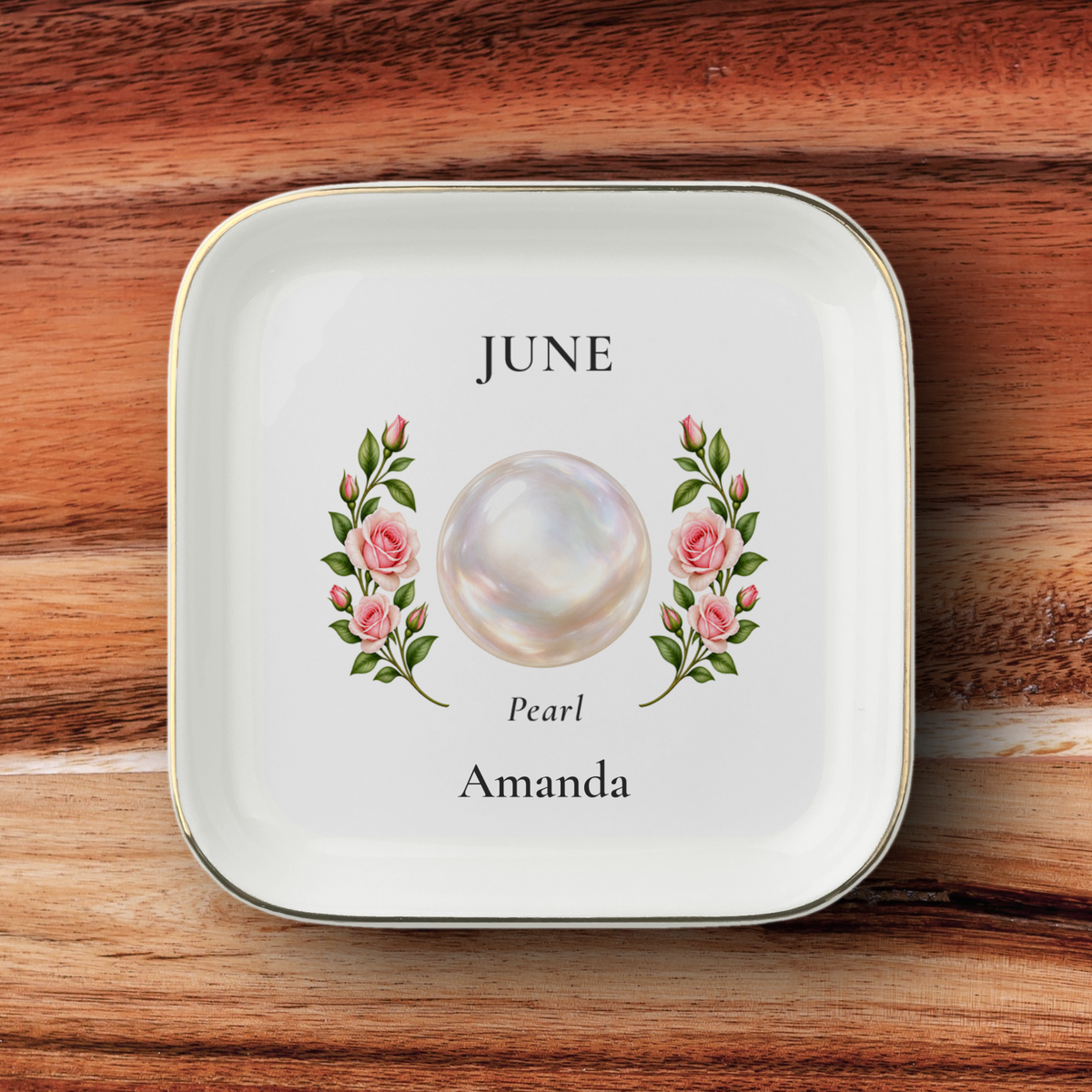 Personalized Birthstone & Birth Flower Jewelry Dish