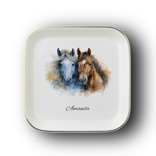 Personalized Watercolor Horse Jewelry Dish