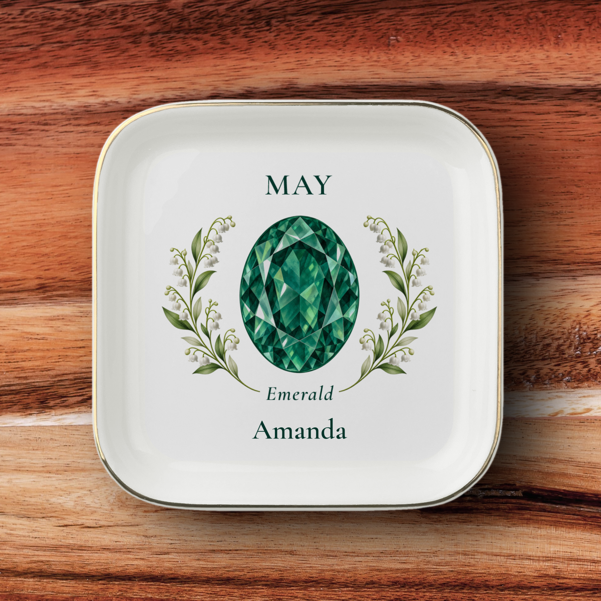 Personalized Birthstone & Birth Flower Jewelry Dish