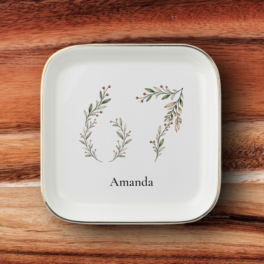 Personalized Floral Jewelry Dish
