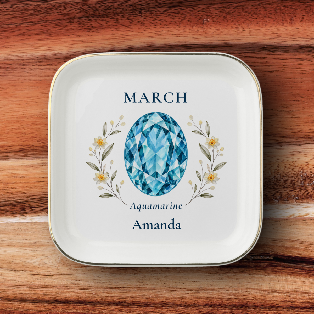 Personalized Birthstone & Birth Flower Jewelry Dish