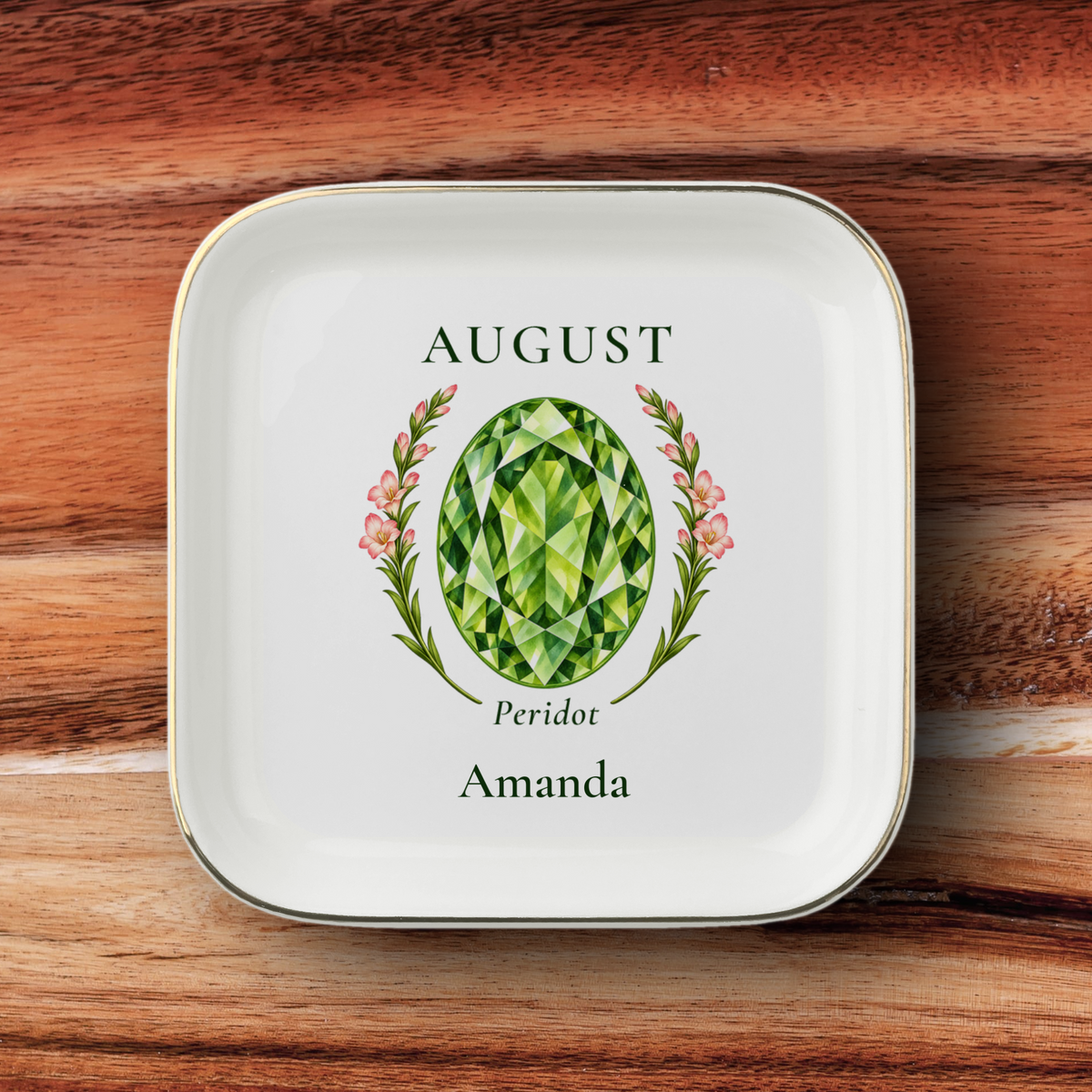 Personalized Birthstone & Birth Flower Jewelry Dish