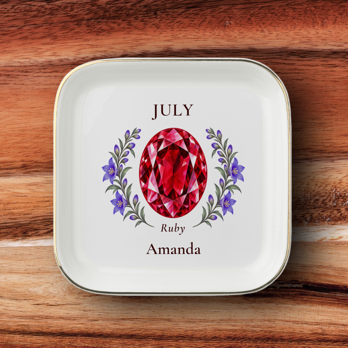 Personalized Birthstone & Birth Flower Jewelry Dish