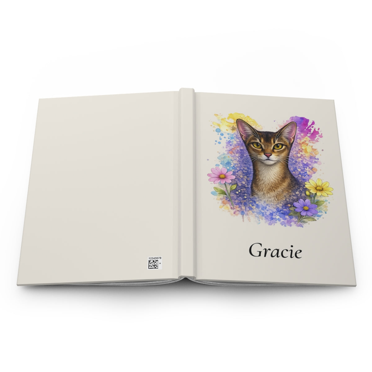 Personalized Cat Watercolor Hardcover Journal