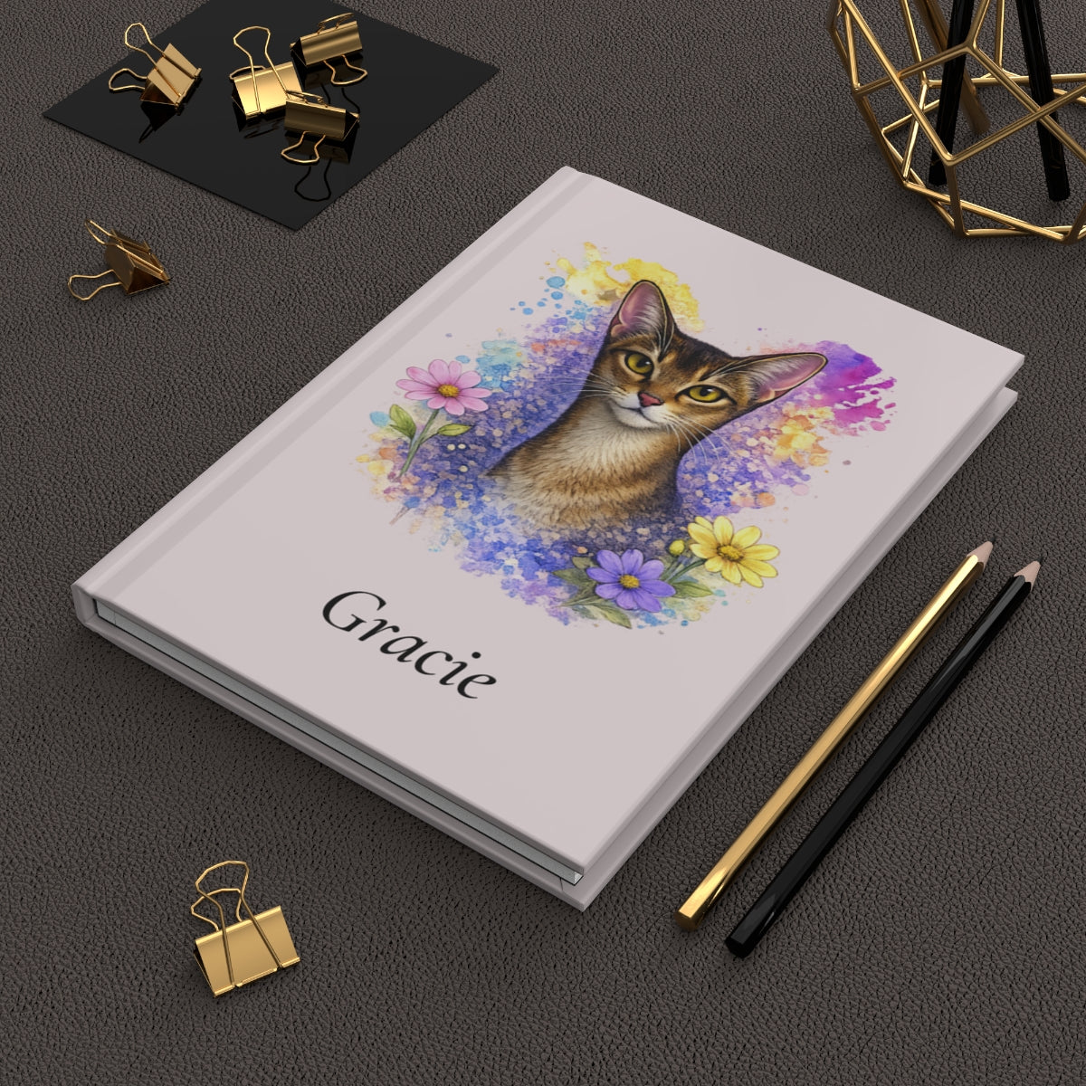 Personalized Cat Watercolor Hardcover Journal