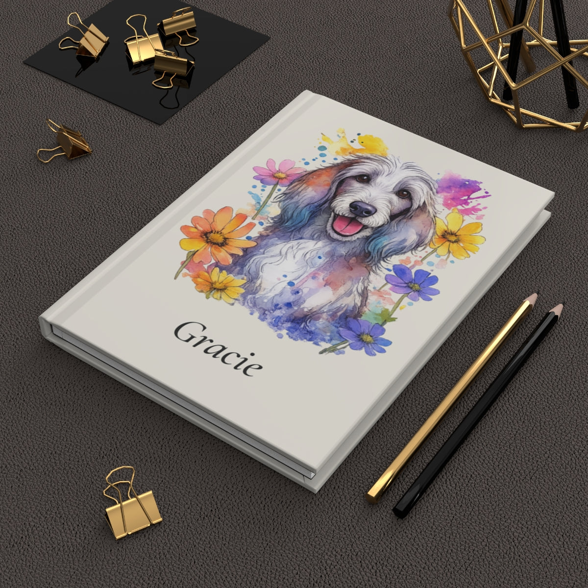 Personalized Dog Watercolor Hardcover Journal
