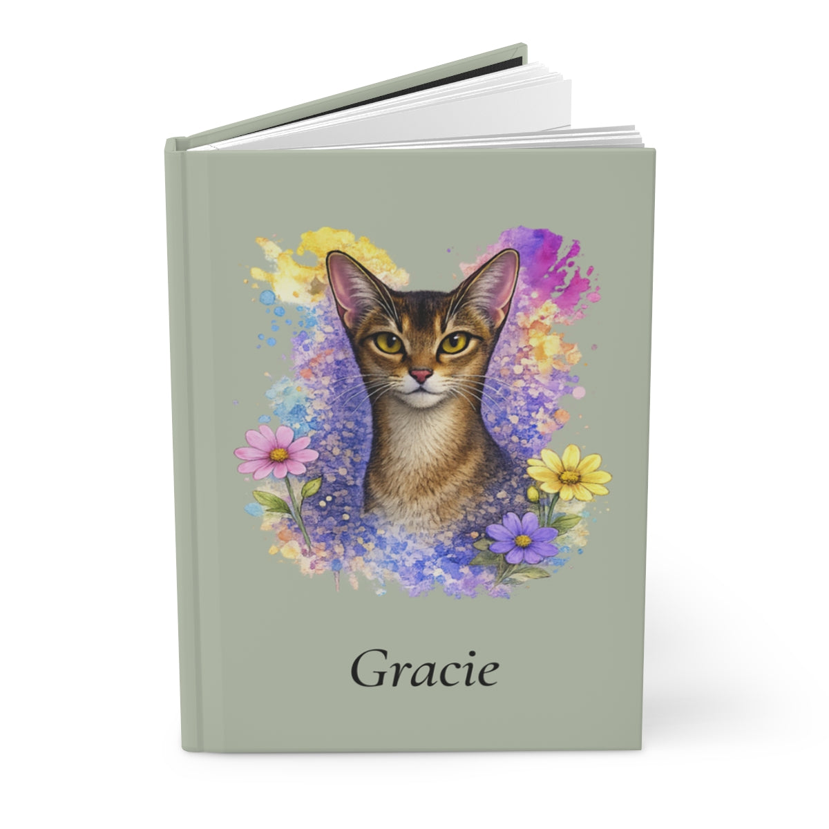 Personalized Cat Watercolor Hardcover Journal