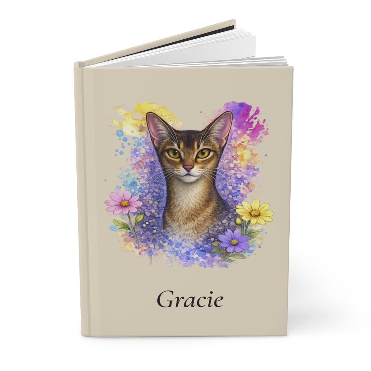 Personalized Cat Watercolor Hardcover Journal
