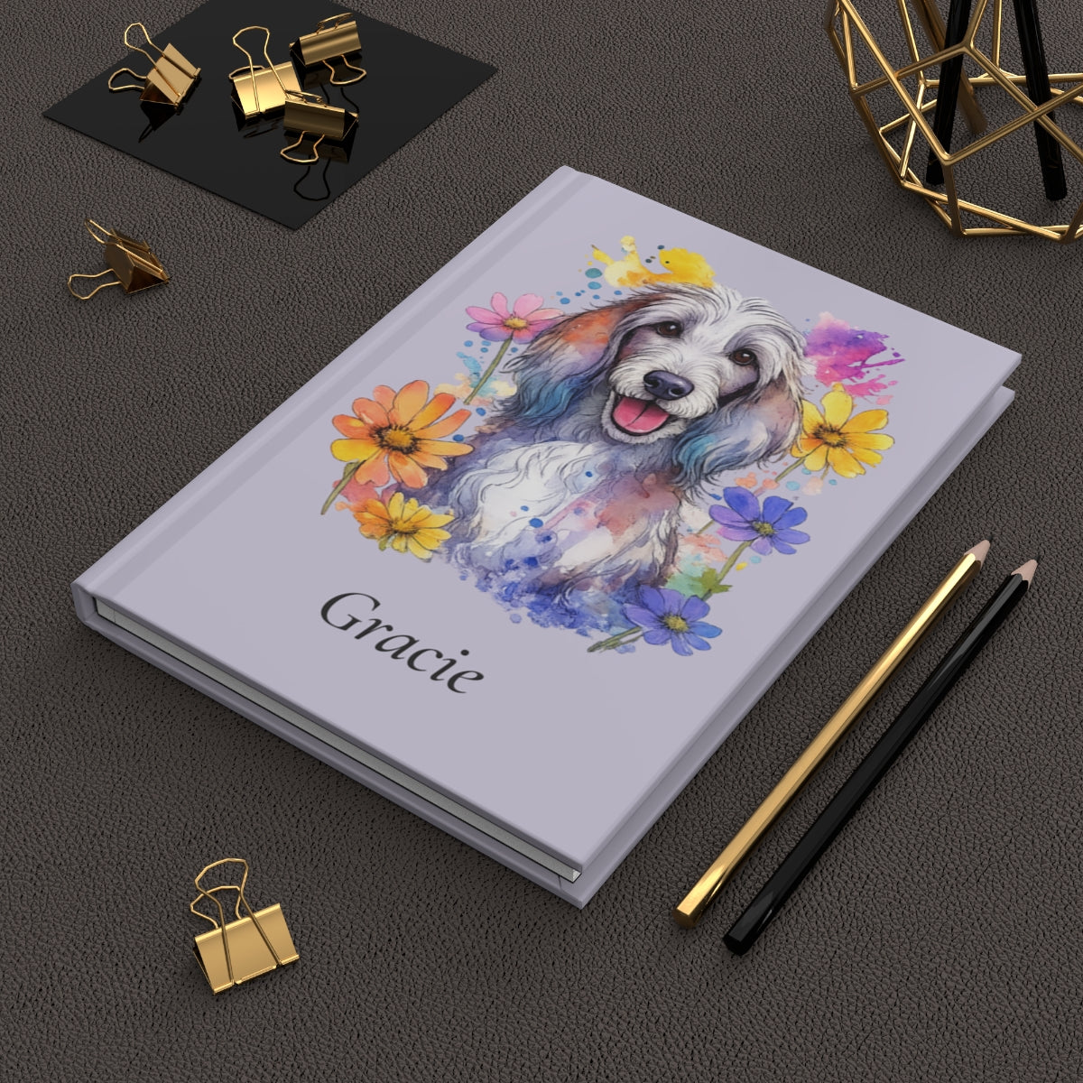 Personalized Dog Watercolor Hardcover Journal