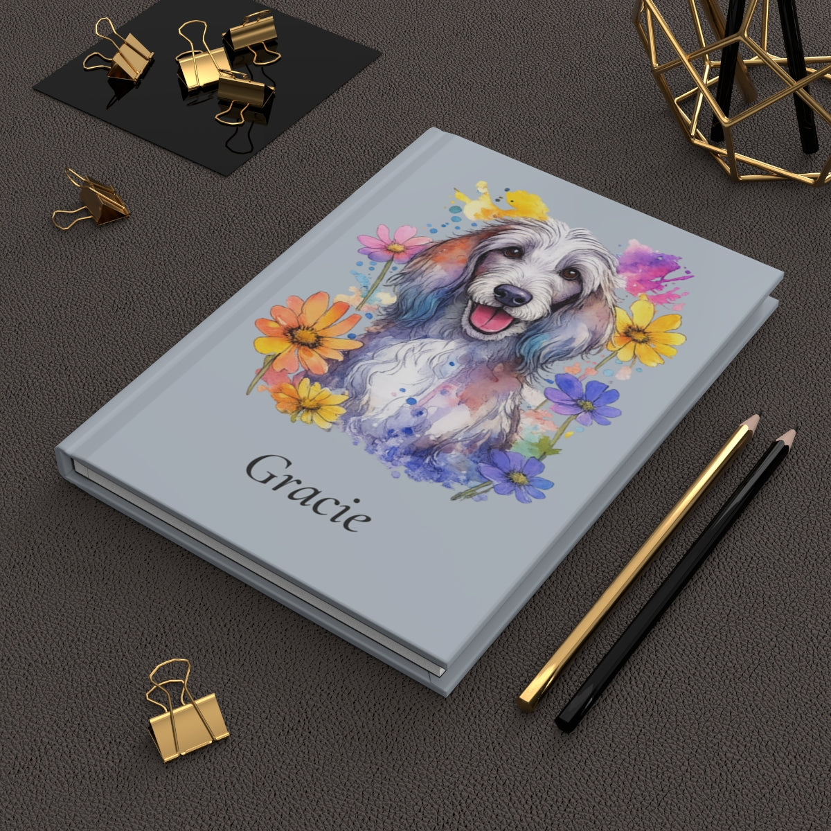 Personalized Dog Watercolor Hardcover Journal
