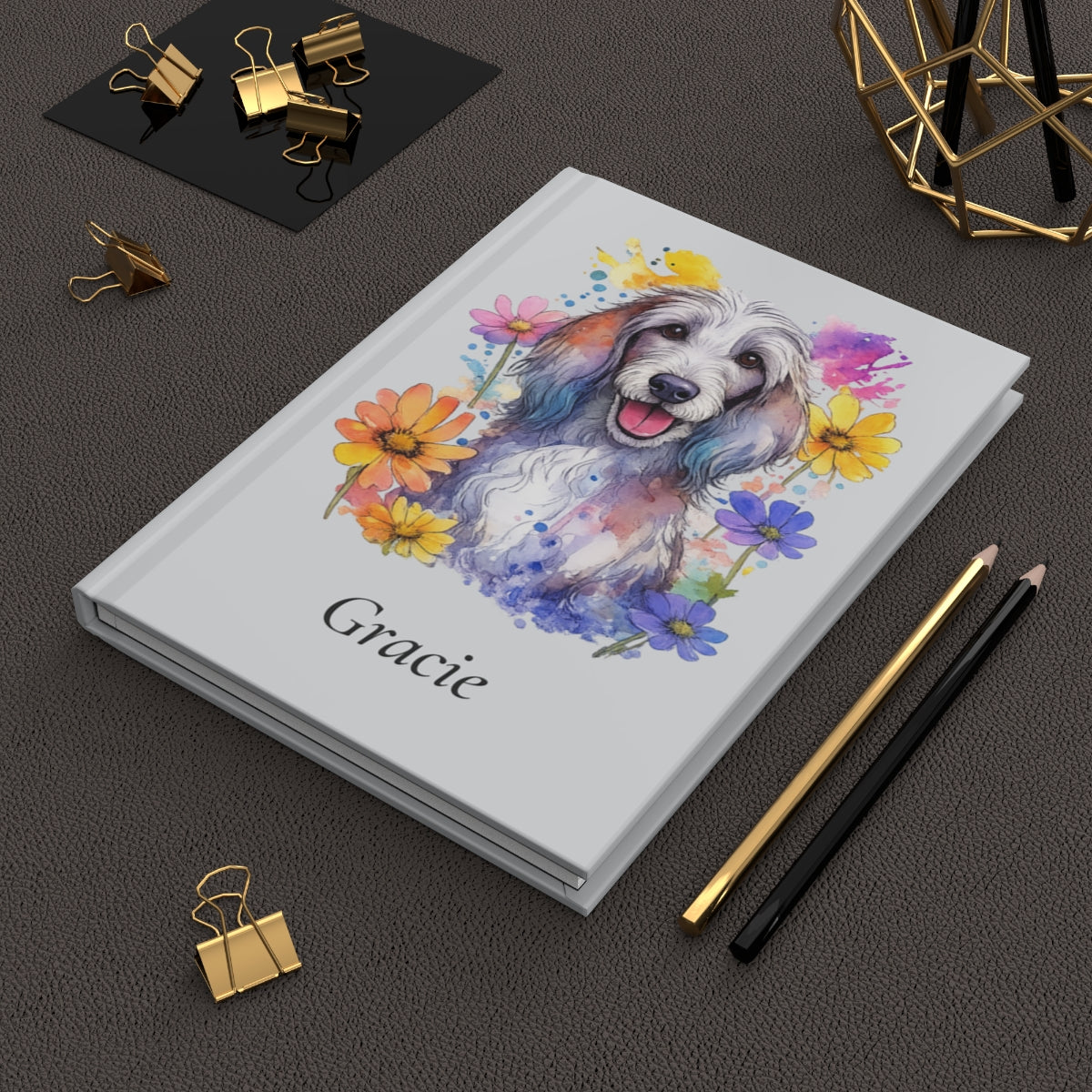 Personalized Dog Watercolor Hardcover Journal