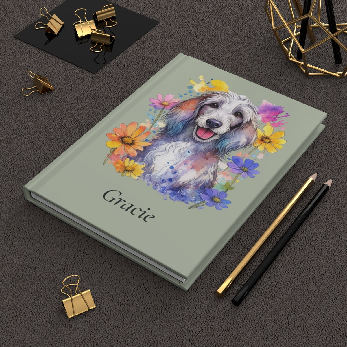 Personalized Dog Watercolor Hardcover Journal