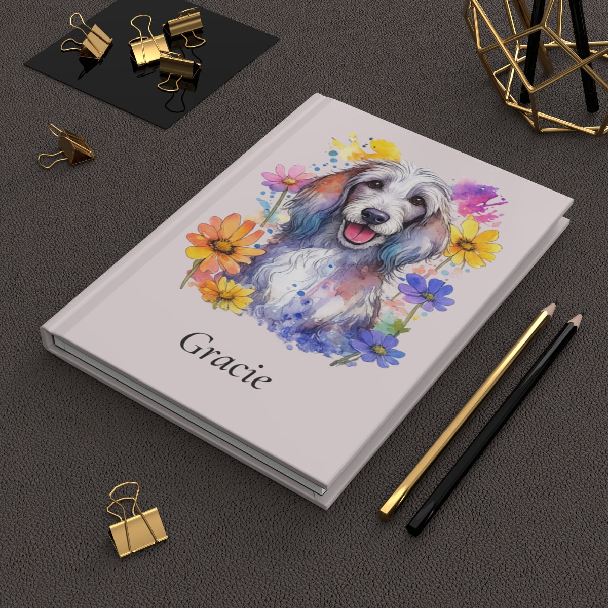Personalized Dog Watercolor Hardcover Journal