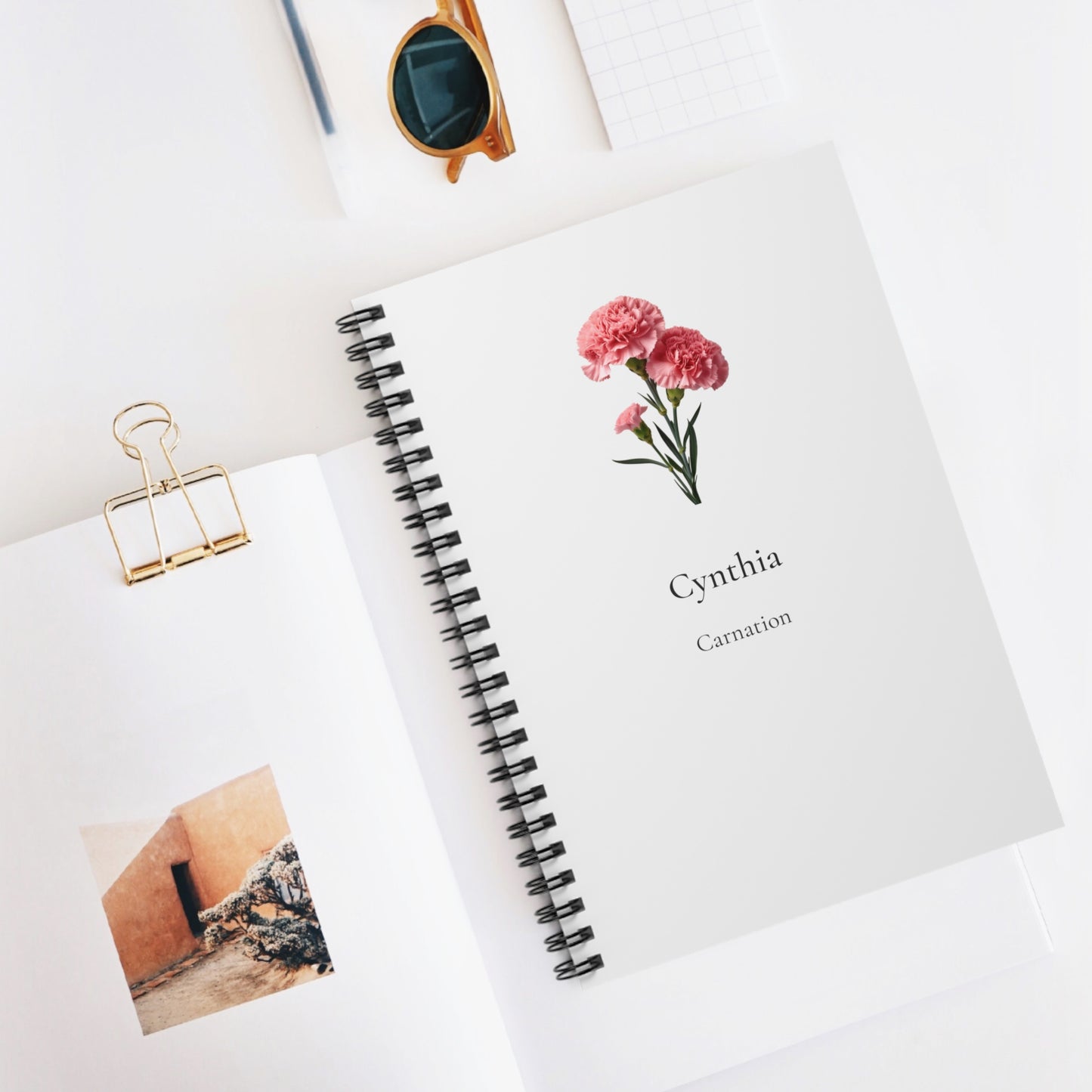 Personalized Floral Spiral Notebook